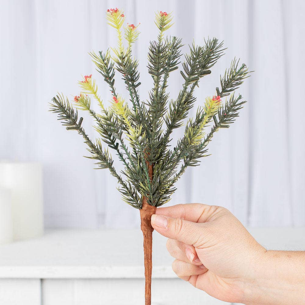 12" Artificial Spruce Pine Spray - Select Color: Green