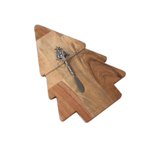 15.7" Gourmet Charcuterie Board Wooden Tree with Antique S