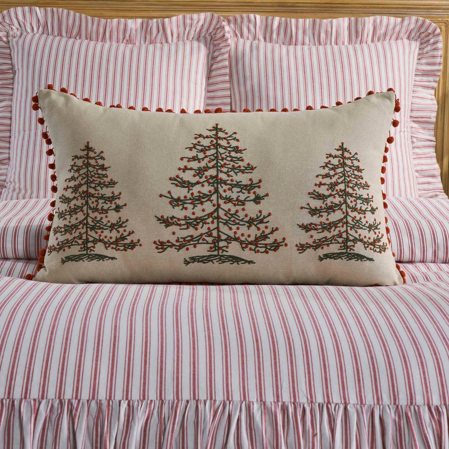 Timeless Ticking Red Tree Pillow Cover 26Lx16W