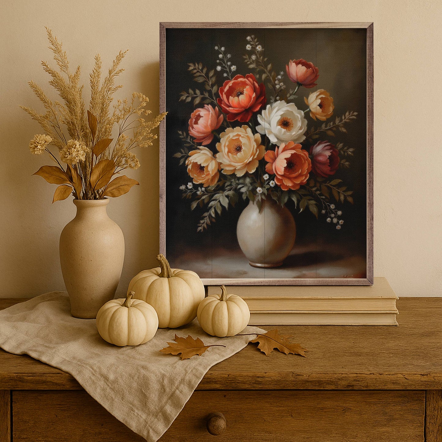 Autumn Bouquet White Vase: 16x20