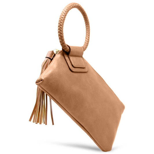 JYM0346 Soft Vegan Leather Wristlet/Clutch: Tan