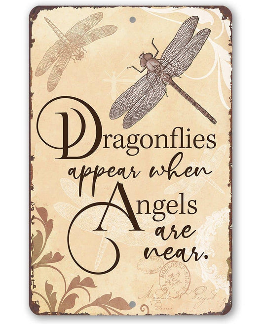 Rustic Metal Sign | Dragonflies Appear: 8 x 12