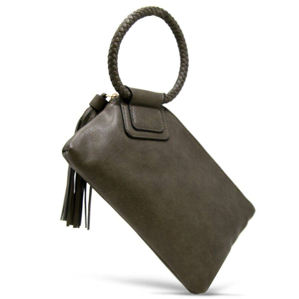 JYM0346 Soft Vegan Leather Wristlet/Clutch: Tan
