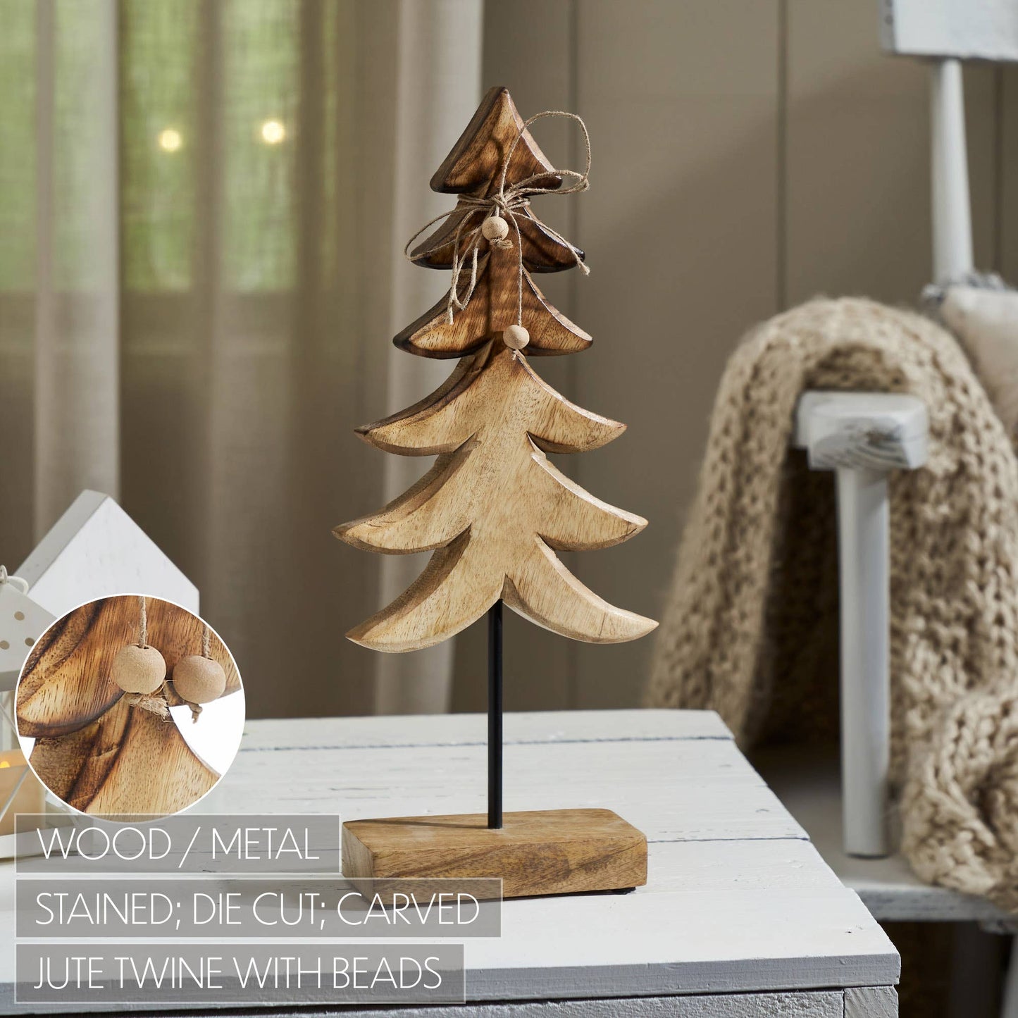 Two-Tone Natural Wooden Tree Large 14.5x6x2.5