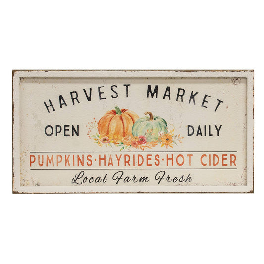 Harvest Market Open Daily Pumpkin Metal Sign