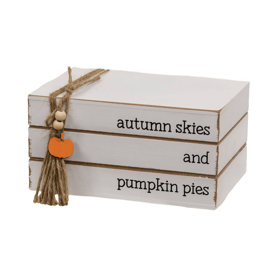 Autumn Skies and Pumpkin Pies Stacked Wooden Books